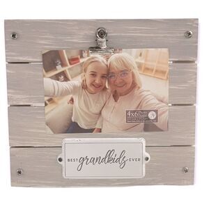 New View Gifts & Accessories Best Grandkids Ever White Wash 4x6 Clip Frame